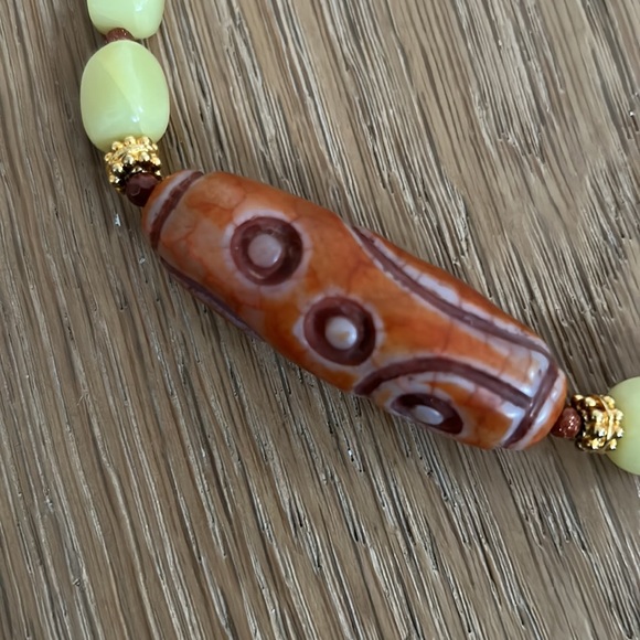 One of a kind necklace yellow Orange hand made - Picture 2 of 3